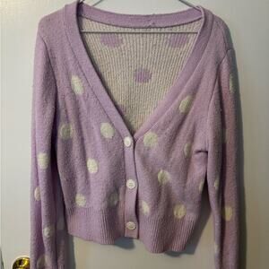 Ultra Soft Lavender Polka Dot Women's Teacher Sweater